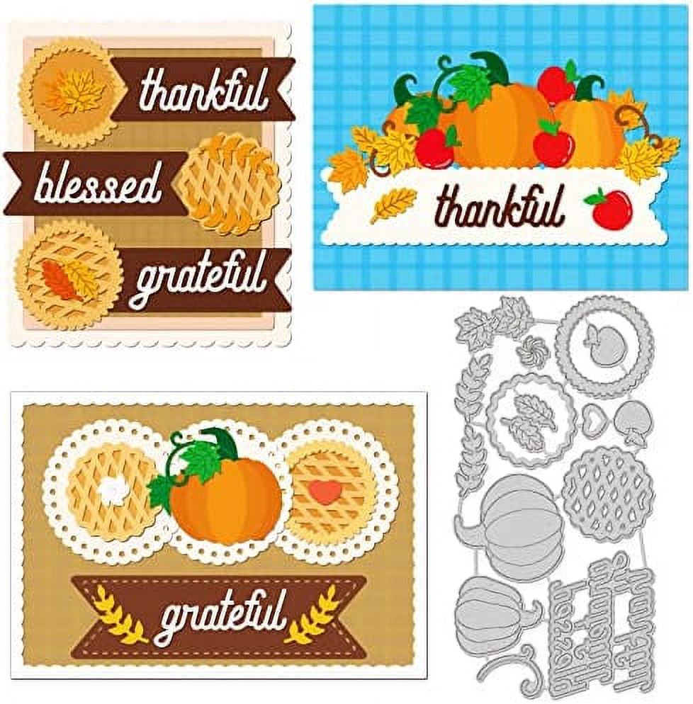 Autumn Pumpkin Die Cuts Leaves and Apple Embossing Template Mould Pie and  Wheat Ear Carbon Steel Die Set for Thanksgiving Card Scrapbooking Card DIY  Craft 